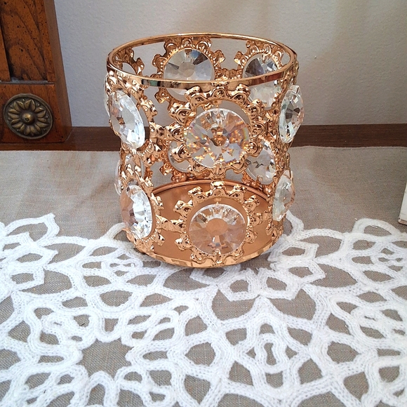 NEW Gift Set, E.l.f. Cosmetic Brushes&Sponge, Gold&Glass Container+Purse Compact - Picture 3 of 9